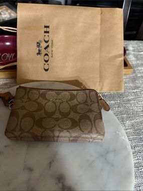 Coach Brown Signature Canvas Wristlet